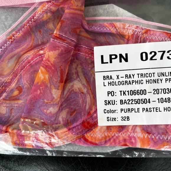 Savage X Fenty Purple Pastel Holographic Honey X-Ray Vision Unlined Demi Bra - Picture 9 of 12